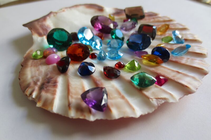 An assortment of precious and semi-precious gemstones
